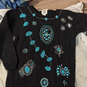 Black and Blue Beaded Kids Top